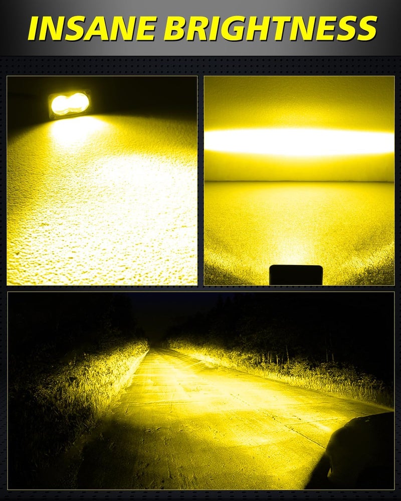 AKD Part 3 Inch SAE Yellow LED Fog Lights 40W CREE LED Pods Cut-off Low Beam DOT Mini Light Pods Yellow Small Offroad Lights Fog Lights 2 Packs for Truck Pickup Motorcycle Dirt Bike SUV UTV ATV - Image 5